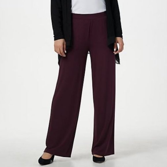 LOGO by Lori Goldstein Pants - LOGO by Lori Goldstein Solid Pull-On Wide-Leg Pant